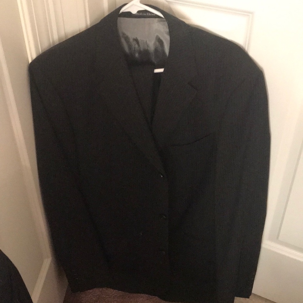 Black suit with pinstripes